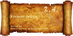 Korpos Anita névjegykártya