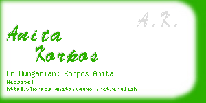 anita korpos business card